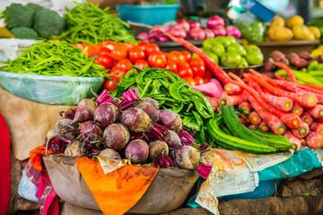 Wide range of fresh fruit and vegetable at the market - image
