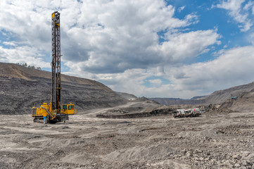 View of a large quarry for the extraction of limestone and coal.