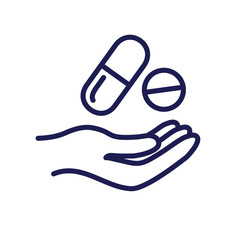 Hand with prescription drugs - pill tablets & capsules