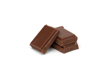 Milk chocolate isolated on white background.
