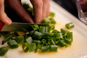 Lauch, Hintergrund, Textur, Grün, geschnitten, frisch, schneiden, hand, finger