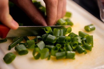 Lauch, Hintergrund, Textur, Grün, geschnitten, frisch, schneiden, hand, finger