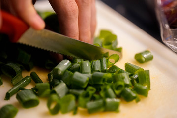 Lauch, Hintergrund, Textur, Grün, geschnitten, frisch, schneiden, hand, finger