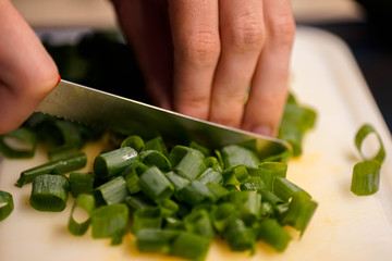 Lauch, Hintergrund, Textur, Grün, geschnitten, frisch, schneiden, hand, finger