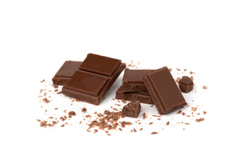 Milk chocolate isolated on white background.