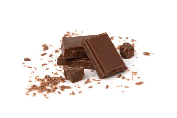 Milk chocolate isolated on white background.