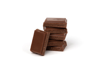 Milk chocolate isolated on white background.