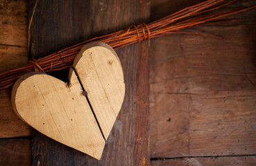 wooden hart, abstract background