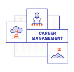 Modern Flat Line Color illustration Concept for Career Management. Concepts web banner and printed materials. Vector Illustration