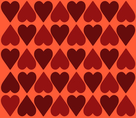 Fototapeta na wymiar Red and burgundy hearts on the background. Ornament. Vector illustration. 