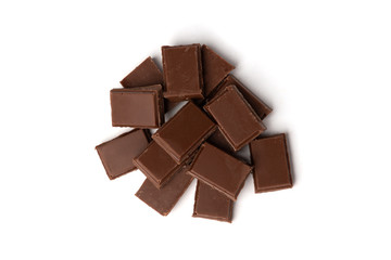 Milk chocolate isolated on white background.