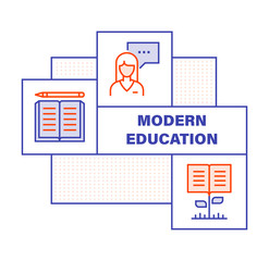 Modern Flat Line Color illustration Concept for Education , E - Learning. Concepts web banner and printed materials. Vector Illustration