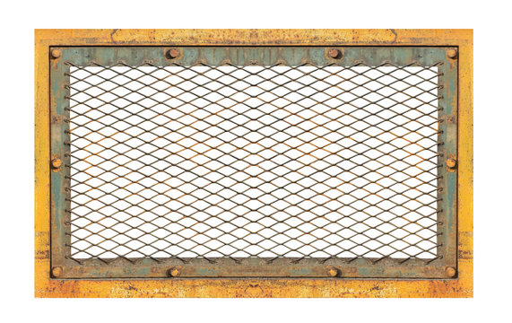 Rust  steel grating frame. Clipping path