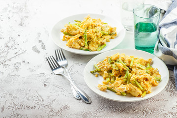 Wild asparagus and scrambled eggs