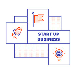 Modern Flat Line Color illustration Concept for Start up Business. Concepts web banner and printed materials. Vector Illustration