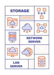 Modern Flat Line Color illustration Concept for Big Data. Concepts web banner and printed materials. Vector Illustration