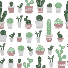 seamless pattern with pots and flowers © jullyromas