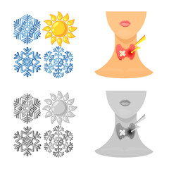 Isolated object of medical and pain logo. Collection of medical and disease stock symbol for web.