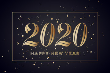 2020. Happy New Year. Greeting card with inscription Happy New Year
