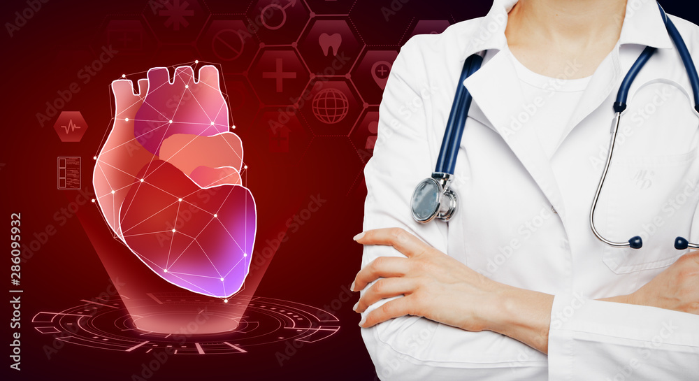 Poster creative red heart interface background