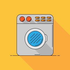 Vector flat washing machine illustration. Plumbing element for design and web.