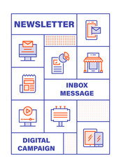 Modern Flat Line Color illustration Concept for Digital Marketing. Concepts web banner and printed materials. Vector Illustration