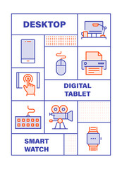 Modern Flat Line Color illustration Concept for Electronic Devices. Concepts web banner and printed materials. Vector Illustration