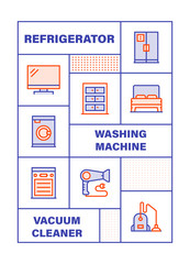 WebModern Flat Line Color illustration Concept for Appliances. Concepts web banner and printed materials. Vector Illustration
