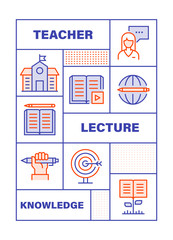 Modern Flat Line Color illustration Concept for Education , E - Learning. Concepts web banner and printed materials. Vector Illustration