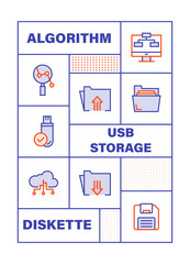 Modern Flat Line Color illustration Concept for Network Technology. Concepts web banner and printed materials. Vector Illustration