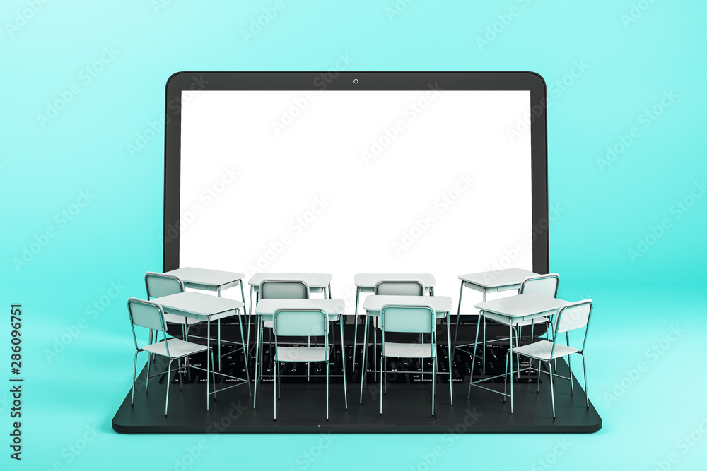 Wall mural online education and web concept