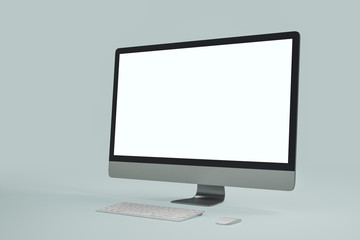 Closeup of empty white computer screen