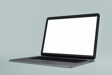 Closeup of empty white laptop screen