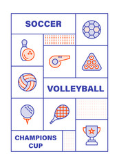 Modern Flat Line Color illustration Concept for Sport. Concepts web banner and printed materials. Vector Illustration