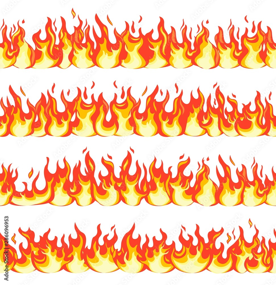 Canvas Prints seamless fire flame. dangerous flaming pattern, flammable line blaze. hot temperature firewall borde