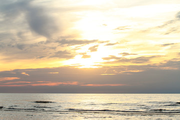 Beautiful Jūrmala countryside view of lovely and calm Baltic sea in a warm summer evening.