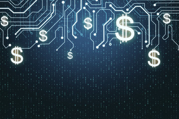 Dollar and cryptocurrency concept