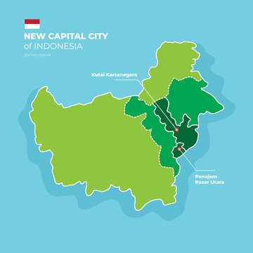 Maps of Penajam and Kutai in Borneo Island as The New Capital City of Indonesia established by President Jokowi