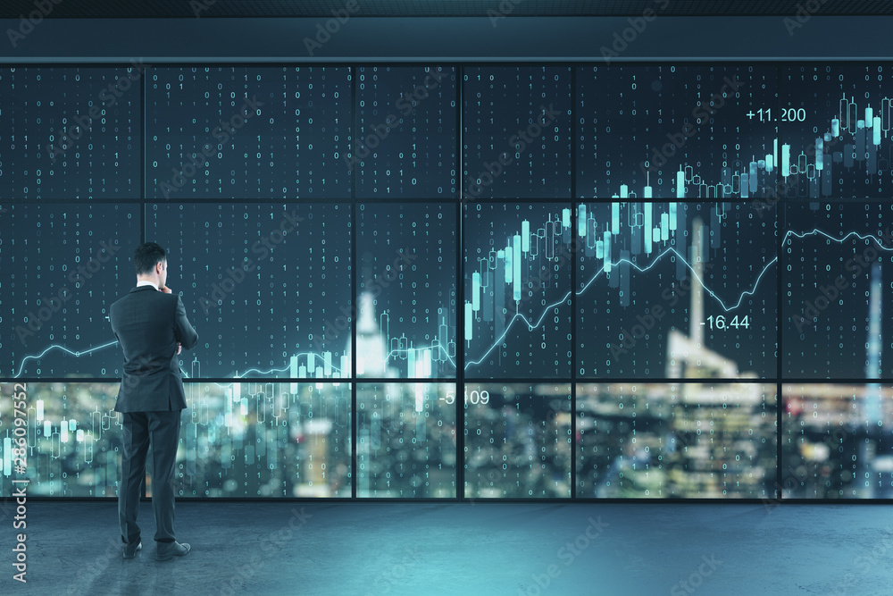 Wall mural Hologram and finance concept