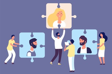 HR manager and headhunters. Recruiting concept. Vector job search, human resource, employees advertising, employment agency illustration. Illustration recruitment employee, hr and headhunting