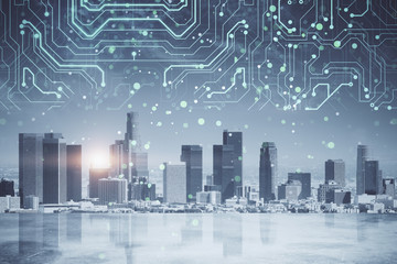 Abstract city with circuit