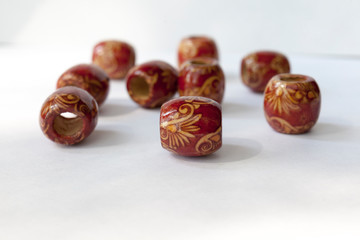 Bright beads on a light background
