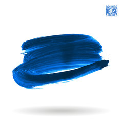 Blue brush stroke and texture. Grunge vector abstract hand - painted element. Underline and border design.