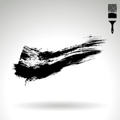 Black brush stroke and texture. Grunge vector abstract hand - painted element. Underline and border design.