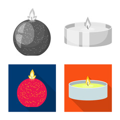 Vector illustration of relaxation and flame symbol. Collection of relaxation and wax stock symbol for web.