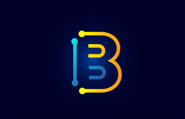 blue and orange letter B alphabet logo icon design
