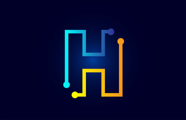 blue and orange letter H alphabet logo icon design