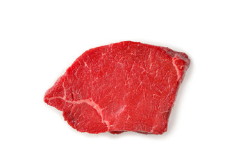 Beef steak isolated on white background.