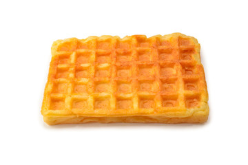 Belgian waffle isolated on white background.
