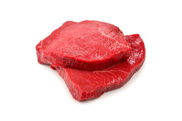Beef steak isolated on white background.